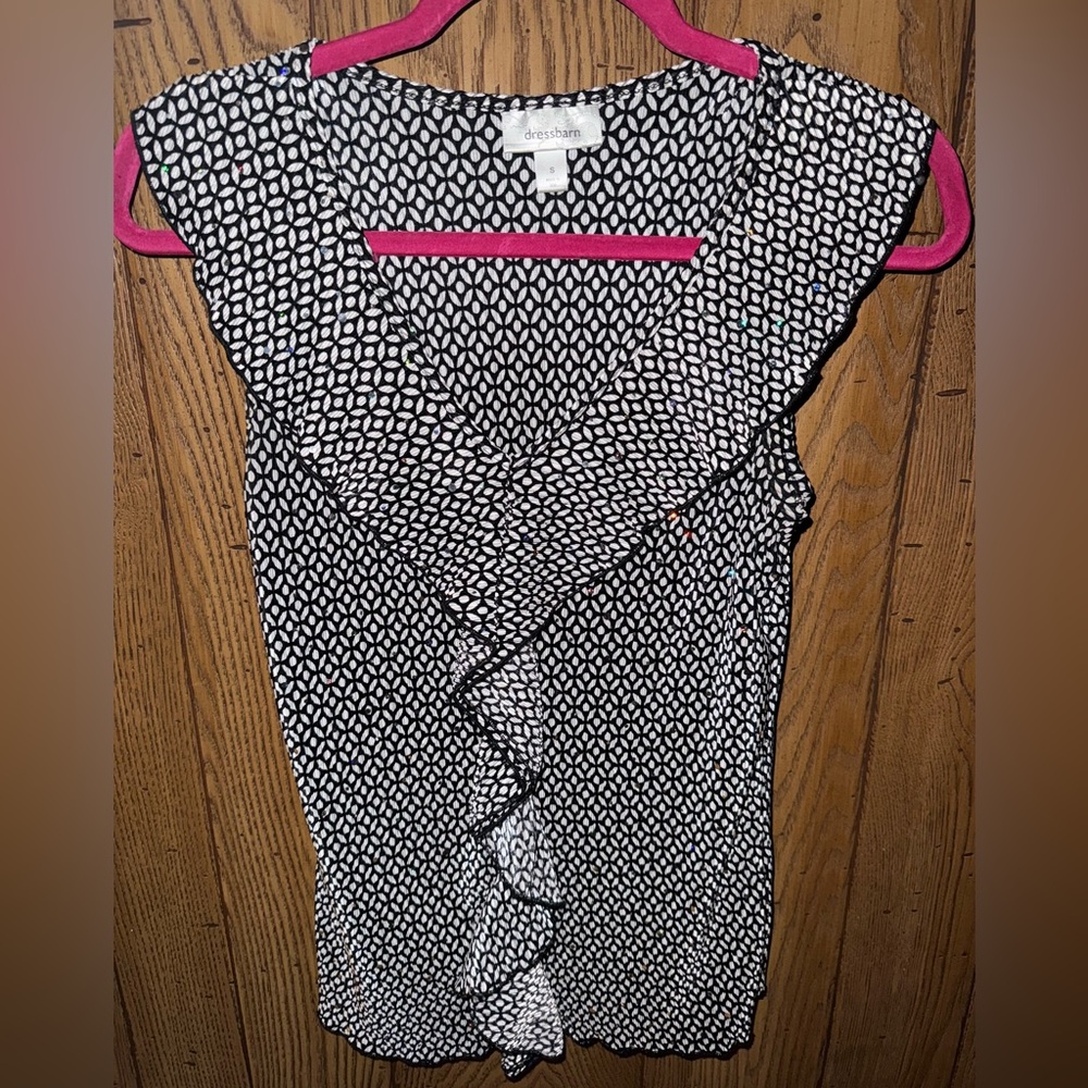 Dressbarn Y2K Vintage Black & White Diamond Sequin Blouse 💎💠🖤🤍